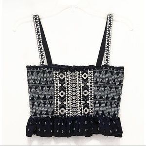 FOREVER 21 Embroidered Cropped Tank Top - Small